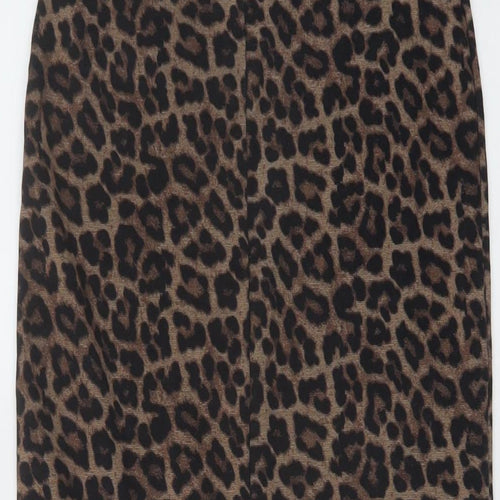 H&M Womens Brown Animal Print Viscose Bandage Skirt Size S