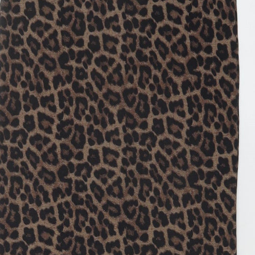 H&M Womens Brown Animal Print Viscose Bandage Skirt Size S