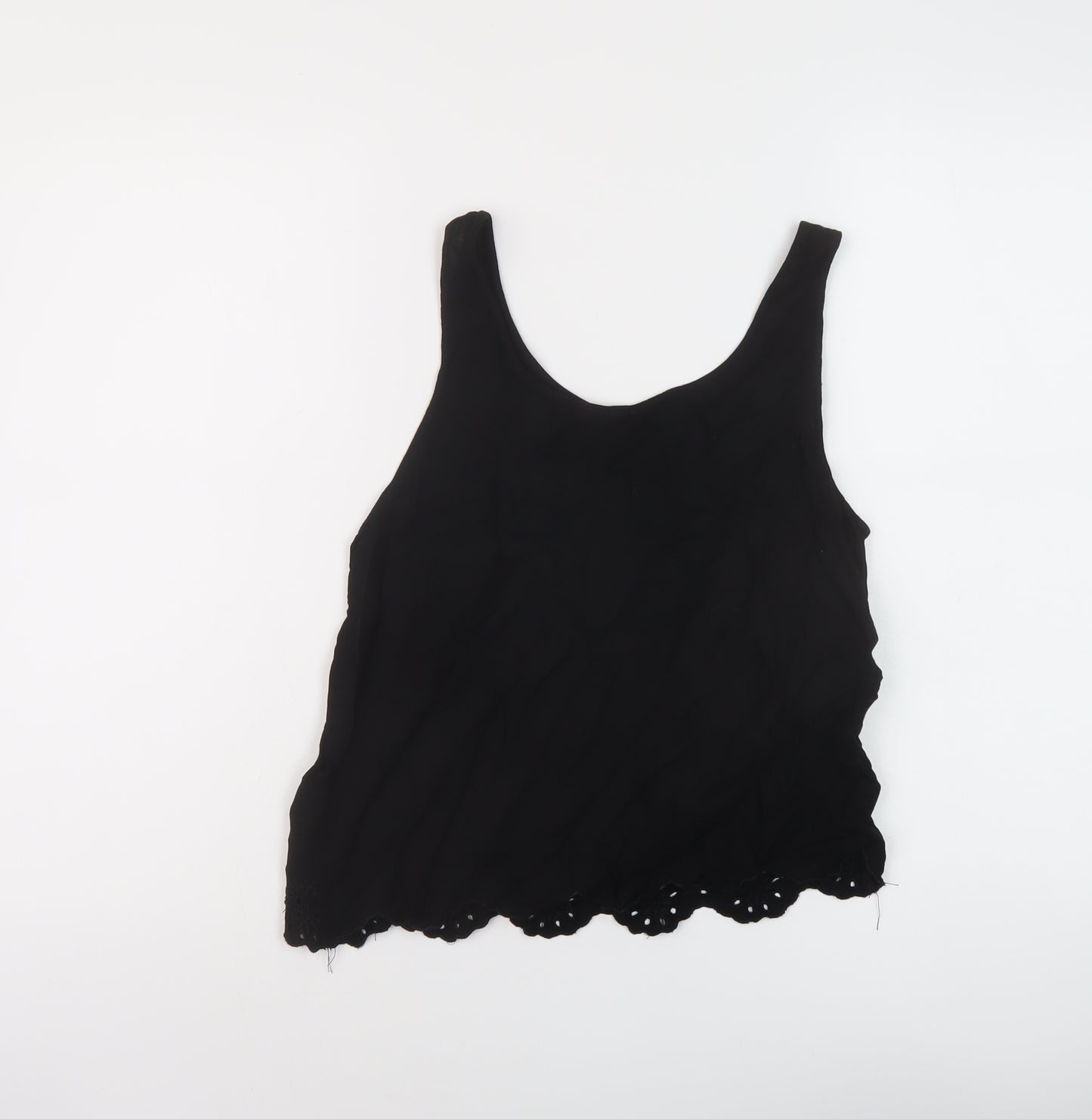 H&M Womens Black Viscose Basic Tank Size 10 Round Neck