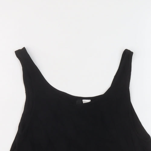 H&M Womens Black Viscose Basic Tank Size 10 Round Neck