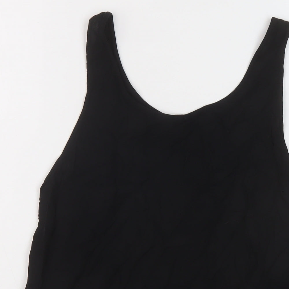 H&M Womens Black Viscose Basic Tank Size 10 Round Neck