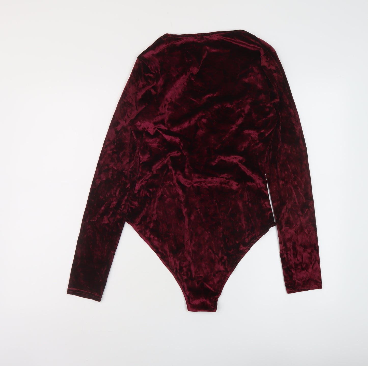 Boohoo Womens Red Polyester Bodysuit One-Piece Size 10 Snap