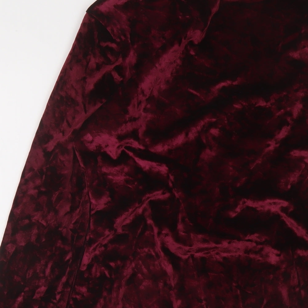 Boohoo Womens Red Polyester Bodysuit One-Piece Size 10 Snap