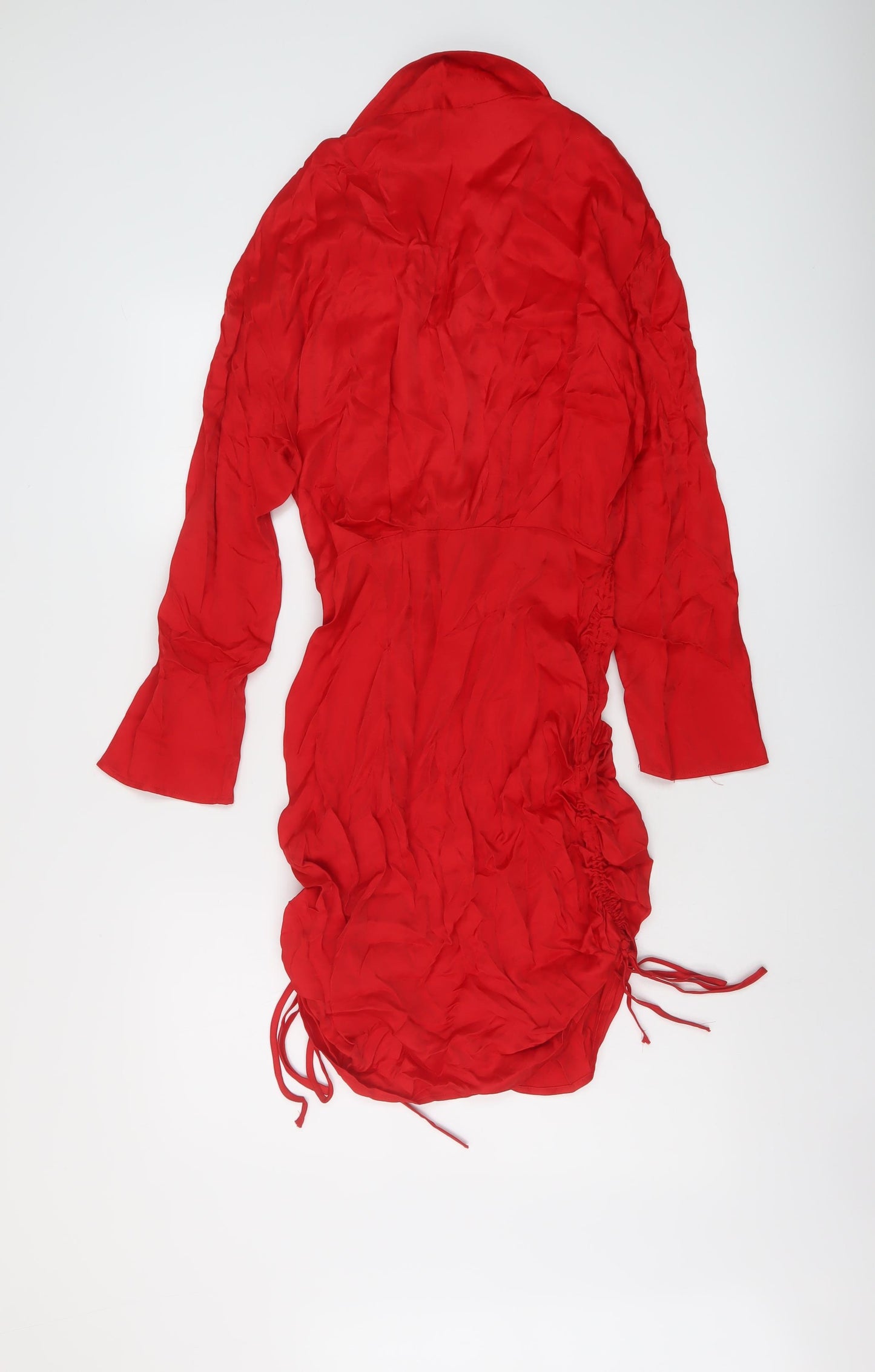 Zara Womens Red Viscose Mini Size S V-Neck Zip