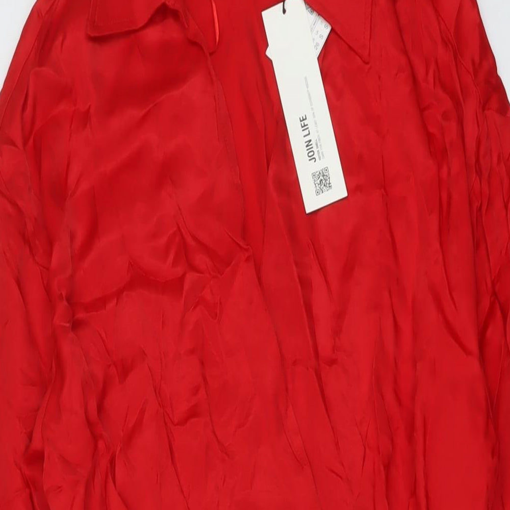 Zara Womens Red Viscose Mini Size S V-Neck Zip