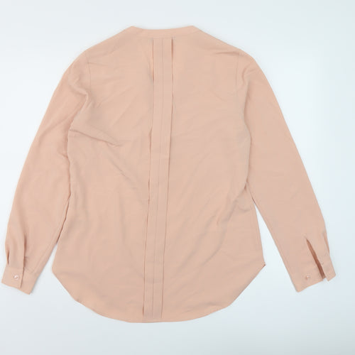Marks and Spencer Womens Pink Polyester Basic Blouse Size 8 V-Neck