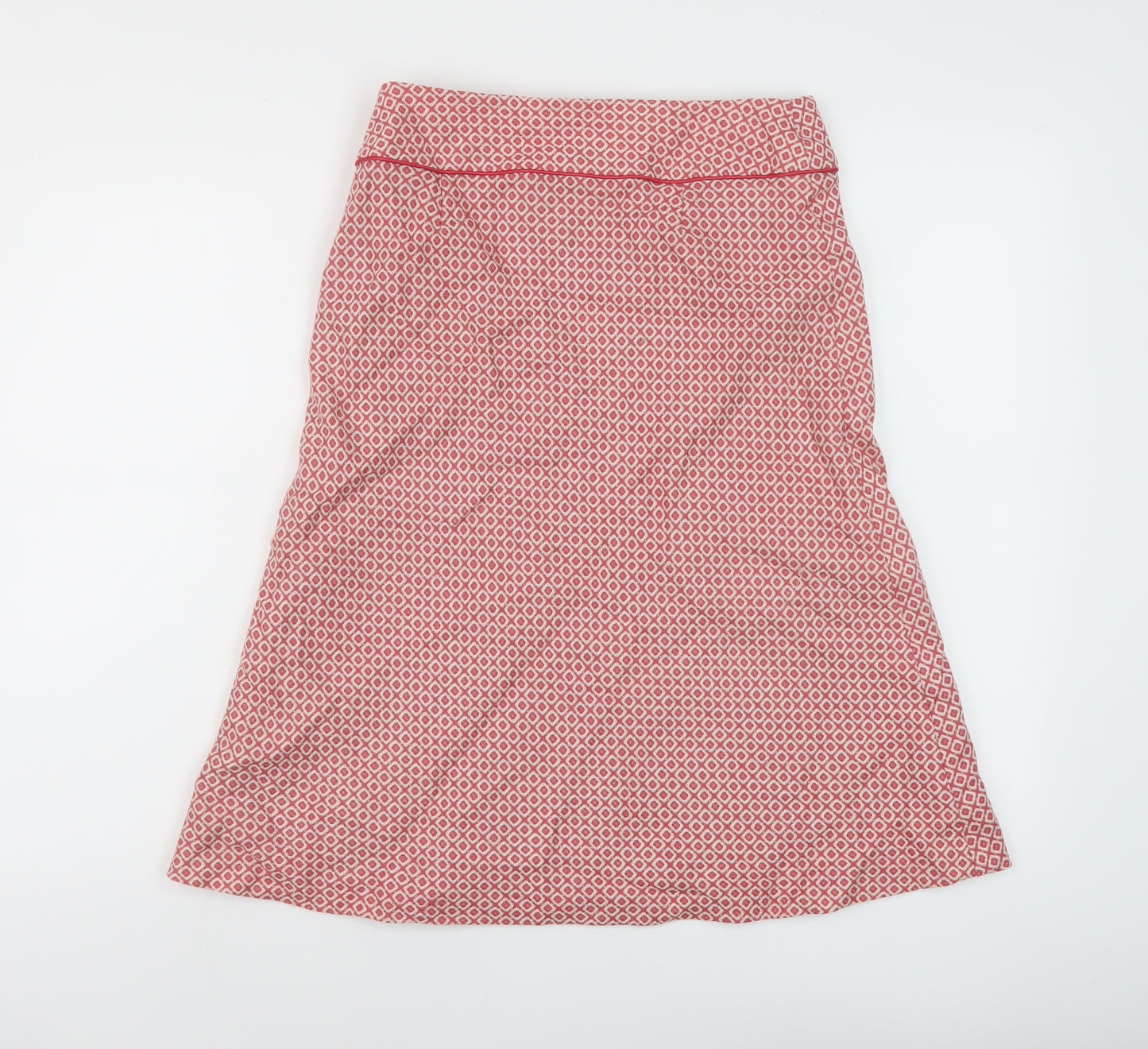 Boden Womens Pink Geometric Wool A-Line Skirt Size 10 Zip