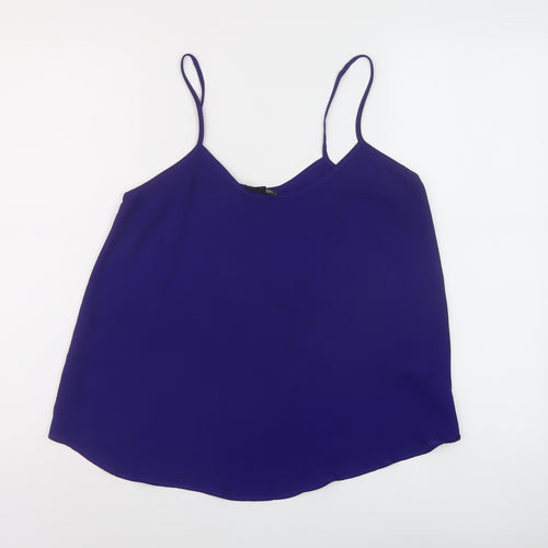 Topsho[p Womens Blue Polyester Camisole Tank Size 10 Round Neck