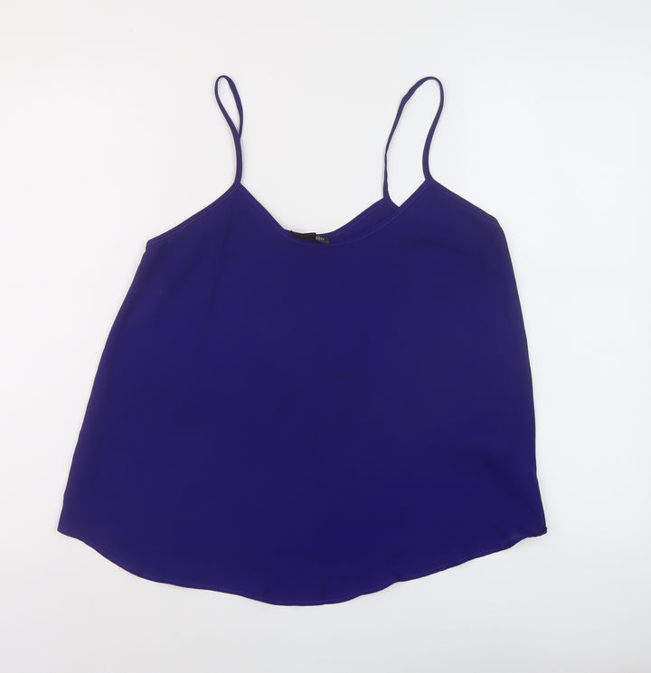 Topsho[p Womens Blue Polyester Camisole Tank Size 10 Round Neck