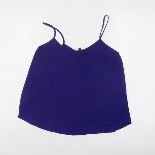 Topsho[p Womens Blue Polyester Camisole Tank Size 10 Round Neck