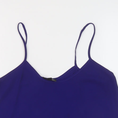 Topsho[p Womens Blue Polyester Camisole Tank Size 10 Round Neck