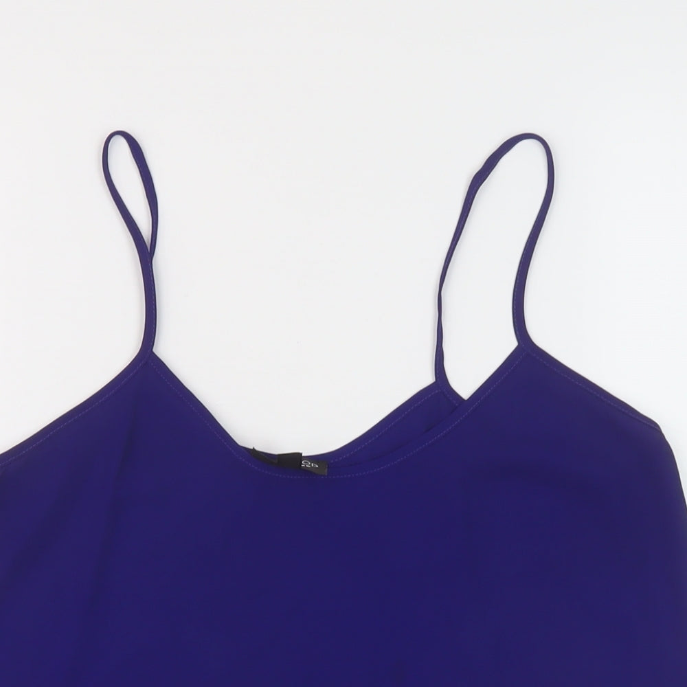 Topsho[p Womens Blue Polyester Camisole Tank Size 10 Round Neck