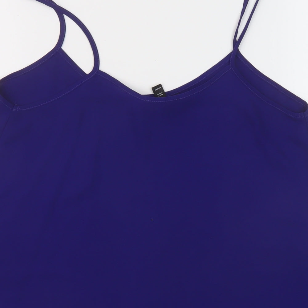 Topsho[p Womens Blue Polyester Camisole Tank Size 10 Round Neck