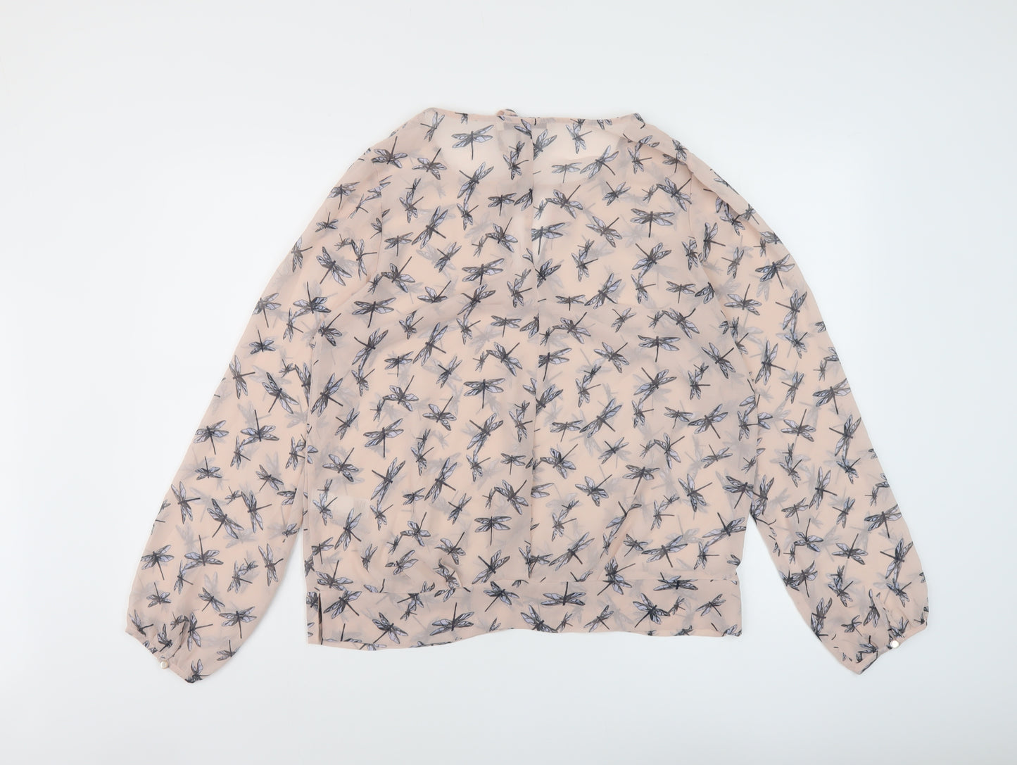 NEXT Womens Pink Geometric Polyester Basic Blouse Size 12 Round Neck