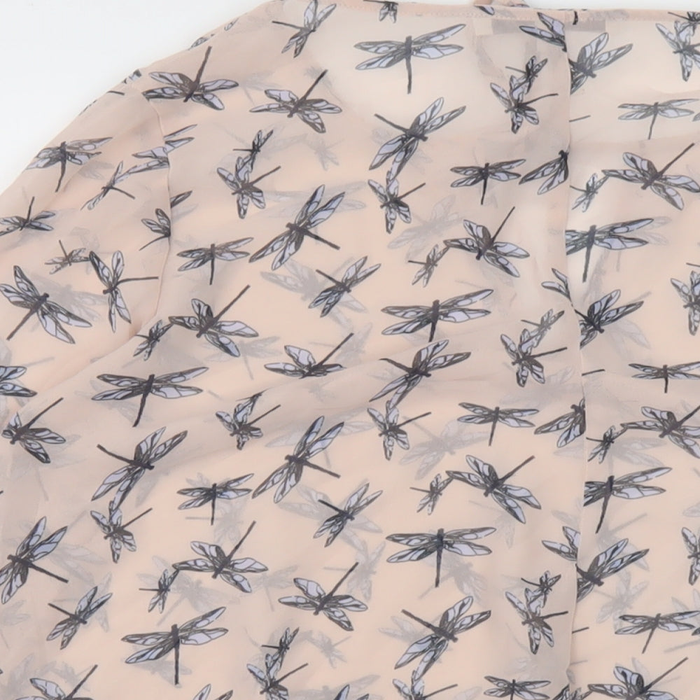 NEXT Womens Pink Geometric Polyester Basic Blouse Size 12 Round Neck