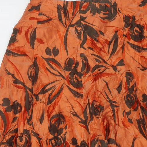 MINUET Womens Orange Geometric Viscose Skater Skirt Size 10 Zip