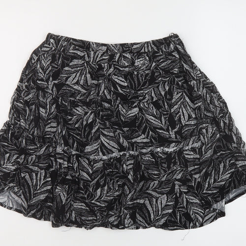 Andy & Lucy Womens Black Geometric Viscose Skater Skirt Size M