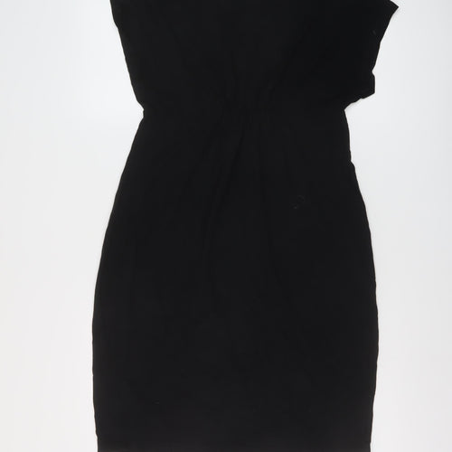 Marks and Spencer Womens Black Viscose Sheath Size 12 Round Neck Pullover