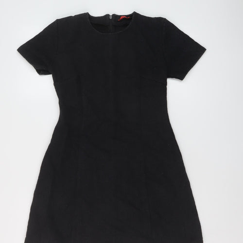 Motel Womens Black Polyester A-Line Size M Crew Neck Zip