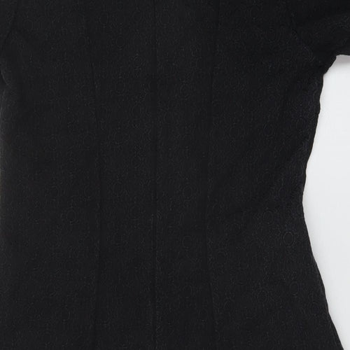 Motel Womens Black Polyester A-Line Size M Crew Neck Zip