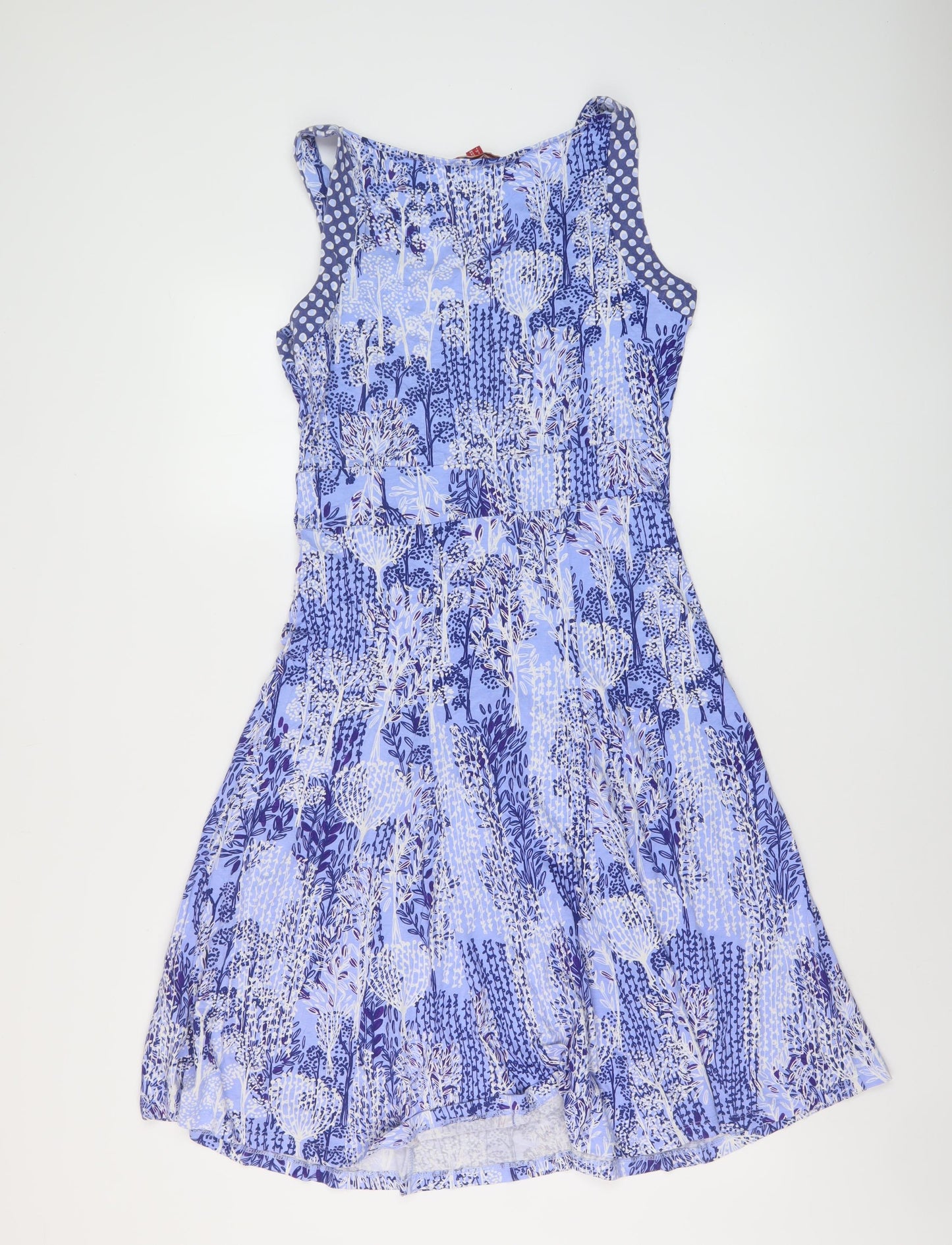 Joe Browns Womens Blue Geometric Viscose A-Line Size 12 V-Neck Pullover