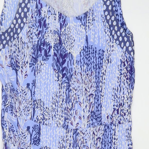 Joe Browns Womens Blue Geometric Viscose A-Line Size 12 V-Neck Pullover