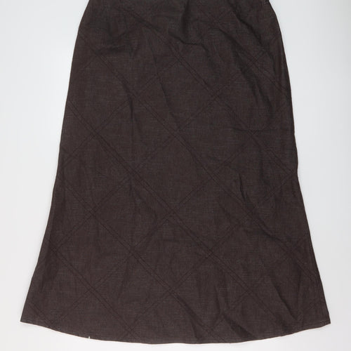 Alecx & Co Womens Brown Cotton A-Line Skirt Size 16 Zip