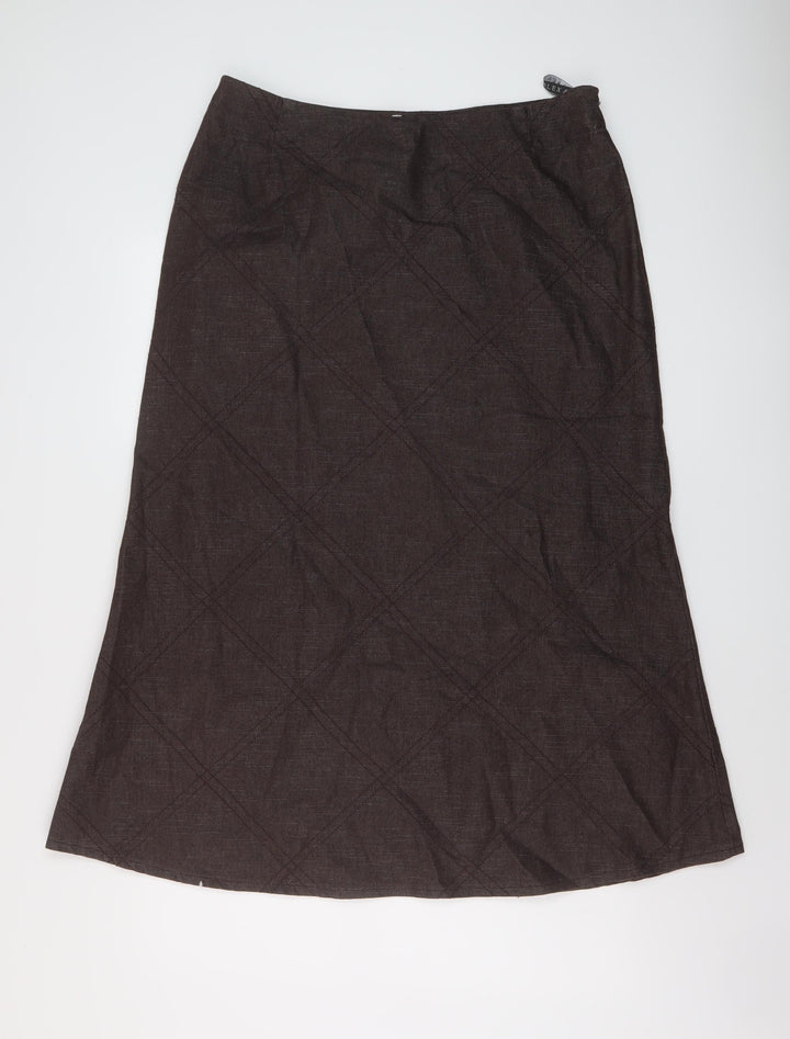 Alecx & Co Womens Brown Cotton A-Line Skirt Size 16 Zip