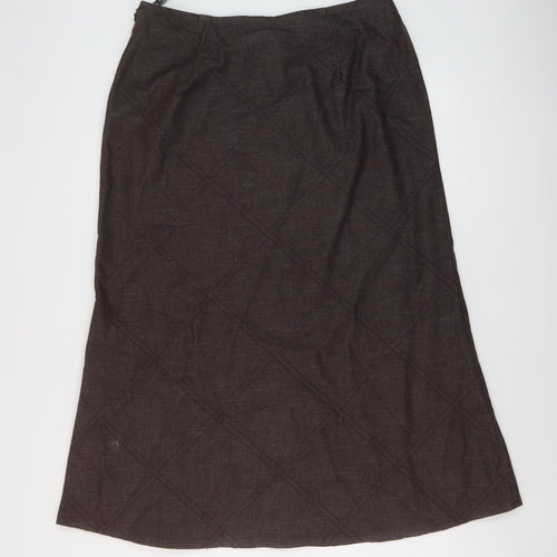 Alecx & Co Womens Brown Cotton A-Line Skirt Size 16 Zip