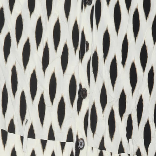 Warehouse Womens Ivory Geometric Viscose A-Line Size 14 Collared Button
