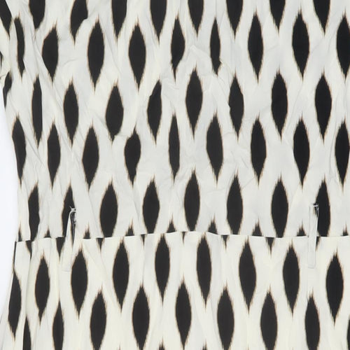 Warehouse Womens Ivory Geometric Viscose A-Line Size 14 Collared Button