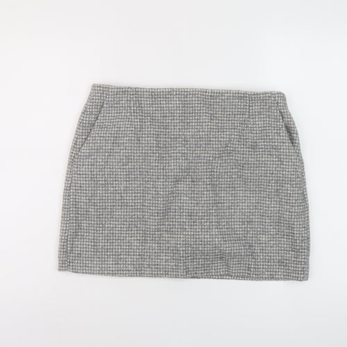 Uniqlo Womens Grey Geometric Polyester Mini Skirt Size 32 in Zip