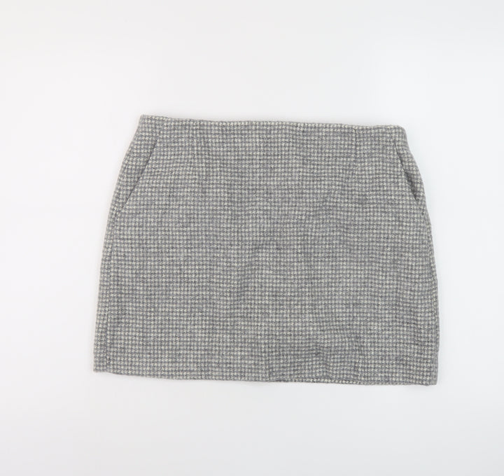 Uniqlo Womens Grey Geometric Polyester Mini Skirt Size 32 in Zip