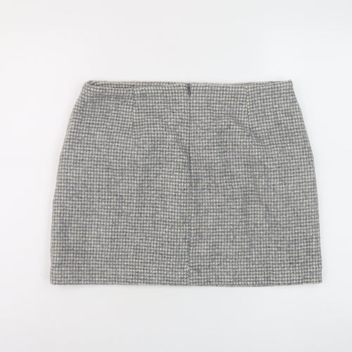 Uniqlo Womens Grey Geometric Polyester Mini Skirt Size 32 in Zip