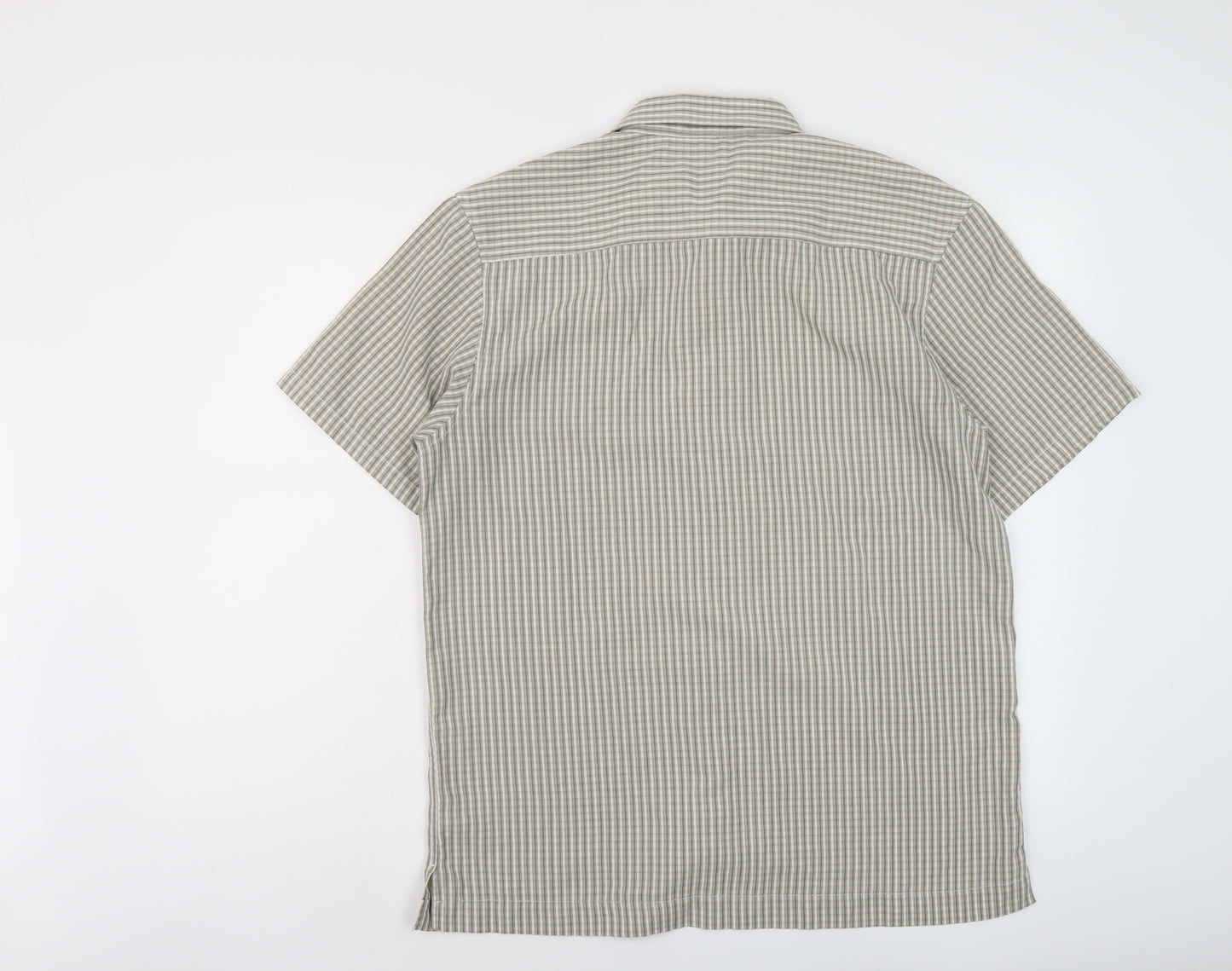 Dunnes Stores Mens Beige Geometric Polyester Button-Up Size M Collared Button