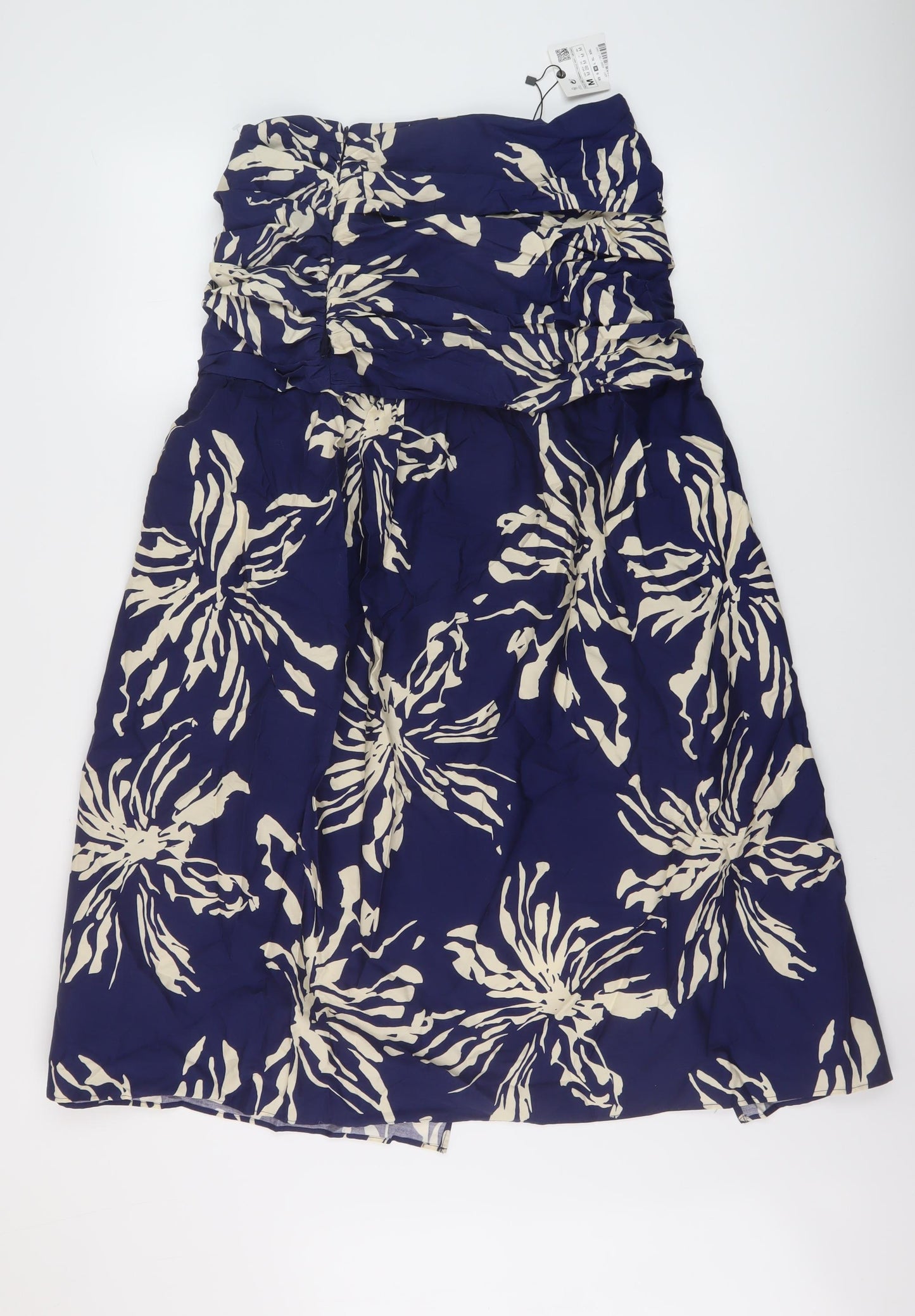 Zara Womens Blue Floral Viscose A-Line Skirt Size M Zip