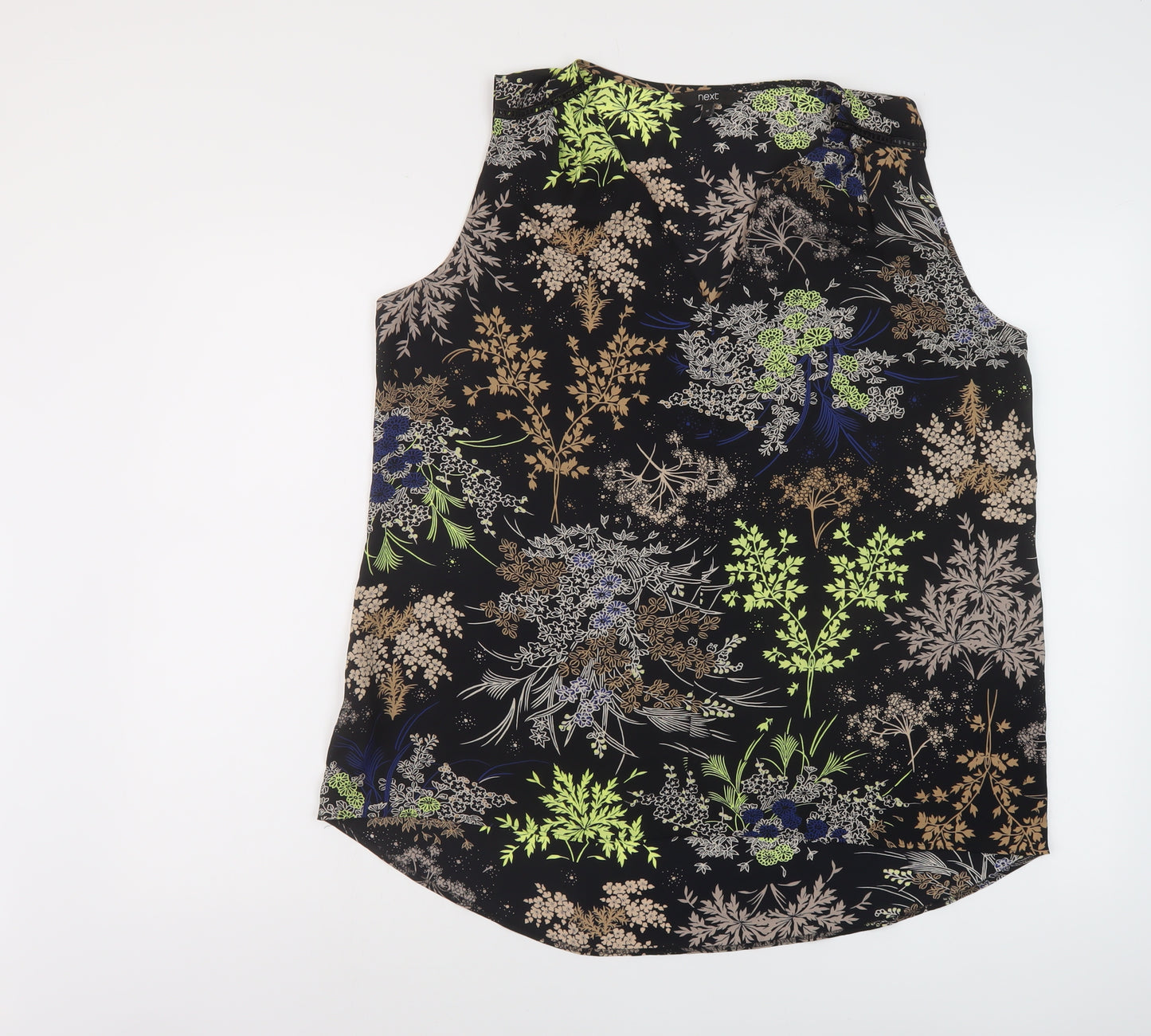 NEXT Womens Black Geometric Polyester Basic Tank Size 16 V-Neck