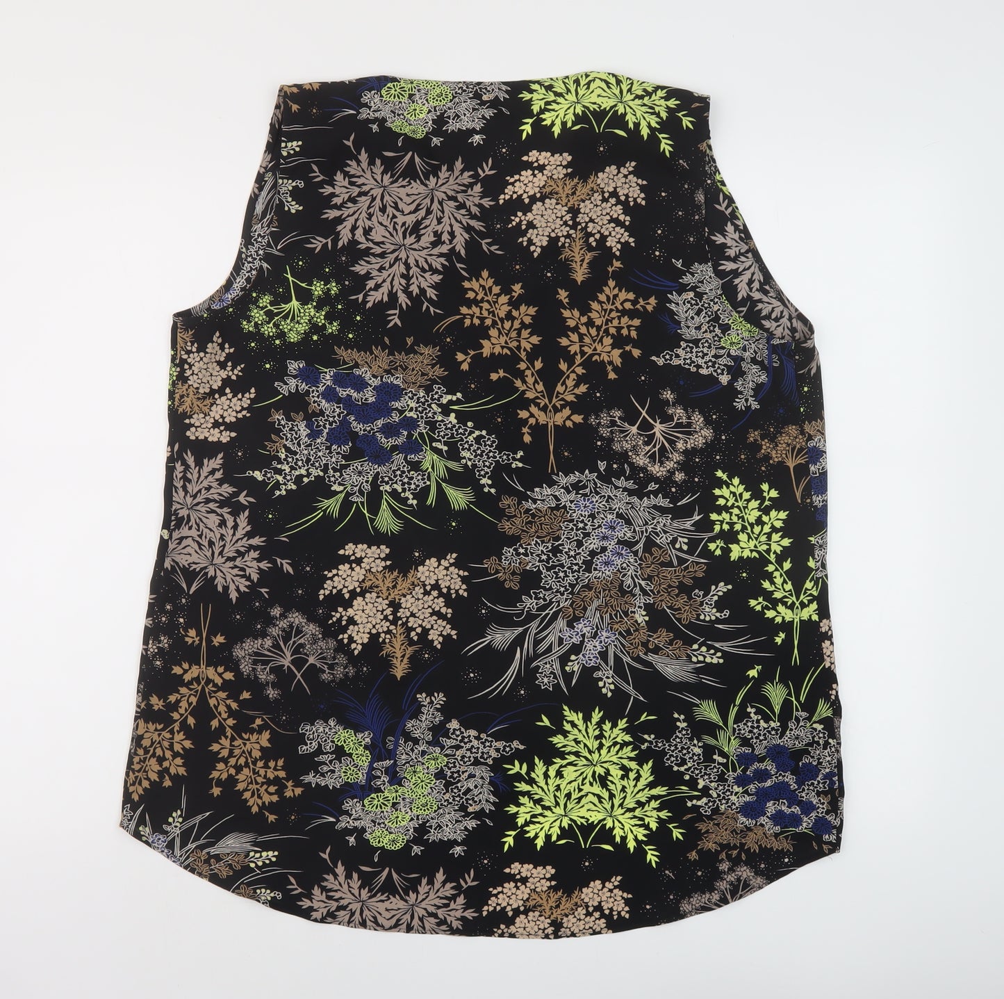 NEXT Womens Black Geometric Polyester Basic Tank Size 16 V-Neck