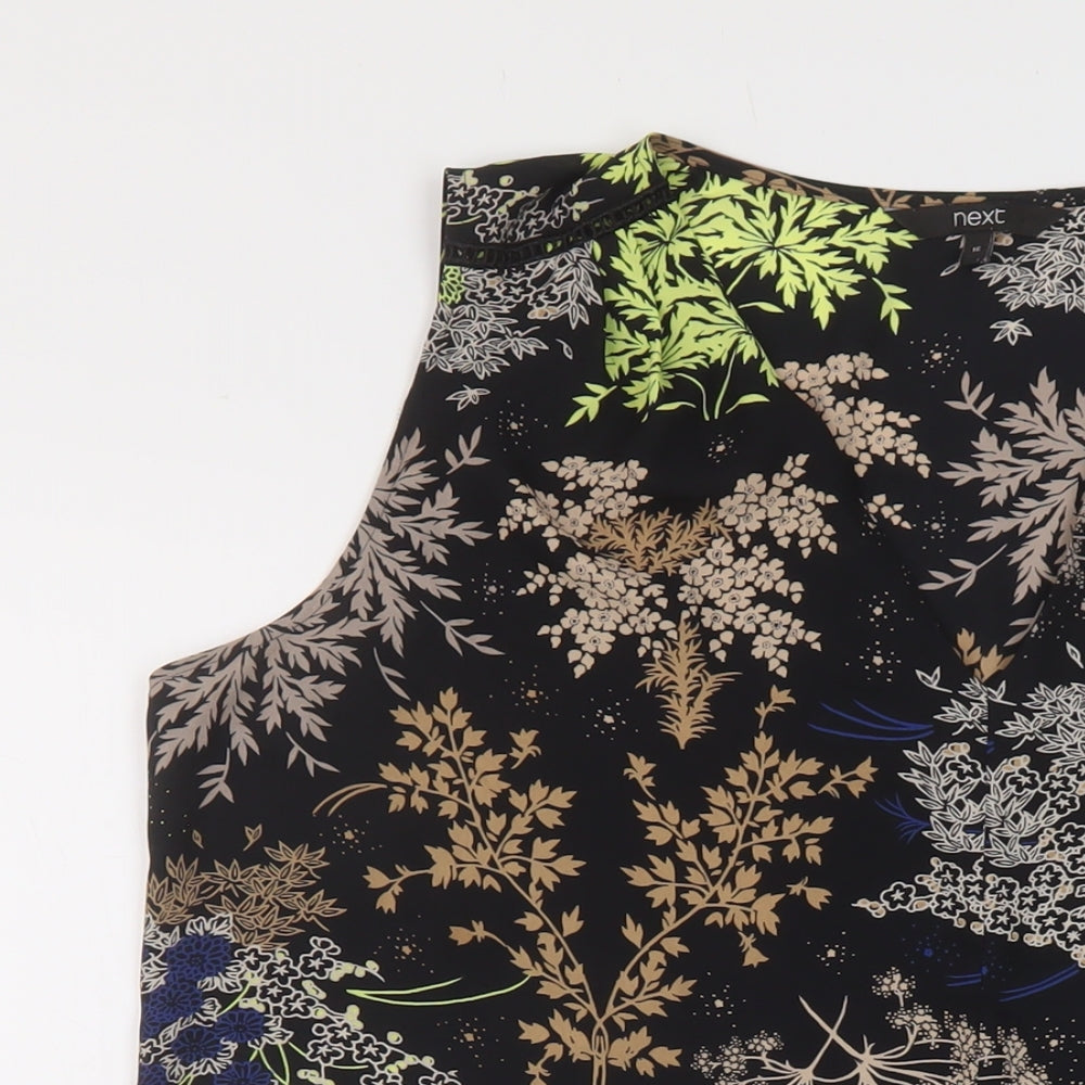 NEXT Womens Black Geometric Polyester Basic Tank Size 16 V-Neck