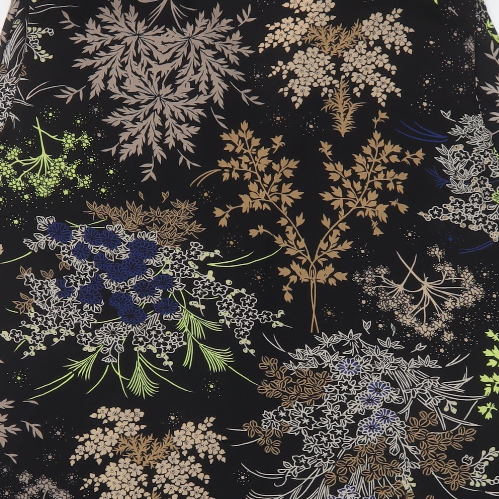 NEXT Womens Black Geometric Polyester Basic Tank Size 16 V-Neck