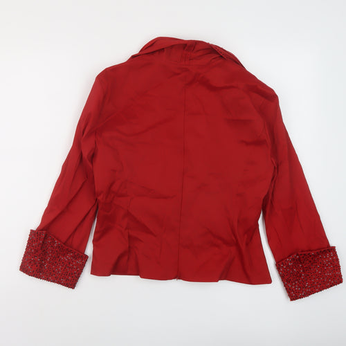 Cachet Womens Red Polyester Basic Blouse Size 12 V-Neck