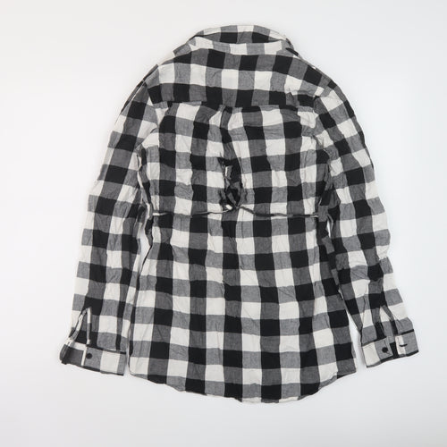 Dorothy Perkins Womens Black Check Cotton Basic Button-Up Size 10 Collared