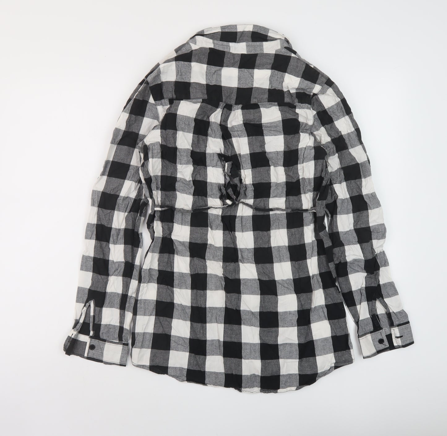 Dorothy Perkins Womens Black Check Cotton Basic Button-Up Size 10 Collared