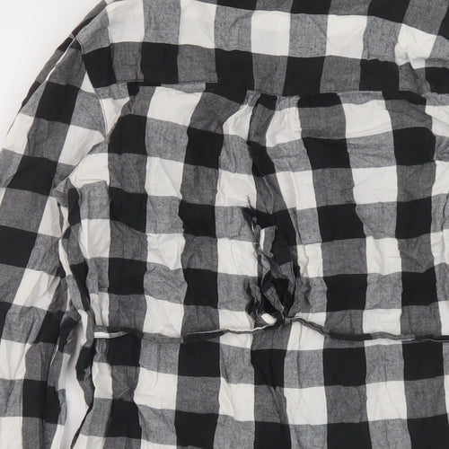 Dorothy Perkins Womens Black Check Cotton Basic Button-Up Size 10 Collared