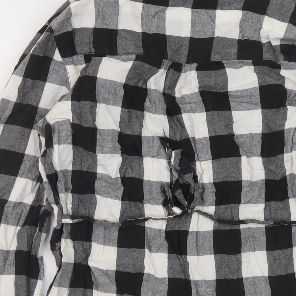 Dorothy Perkins Womens Black Check Cotton Basic Button-Up Size 10 Collared