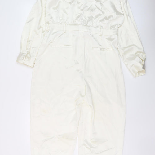 Zara Womens Ivory Polyester Jumpsuit One-Piece Size XL Button