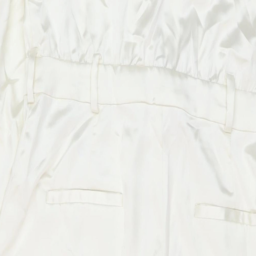 Zara Womens Ivory Polyester Jumpsuit One-Piece Size XL Button