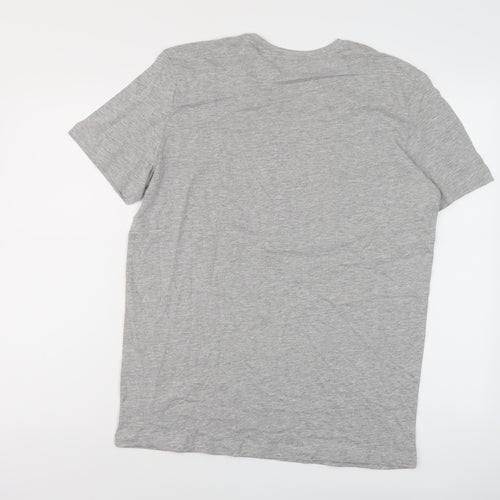 Macron Mens Green Cotton T-Shirt Size M Crew Neck