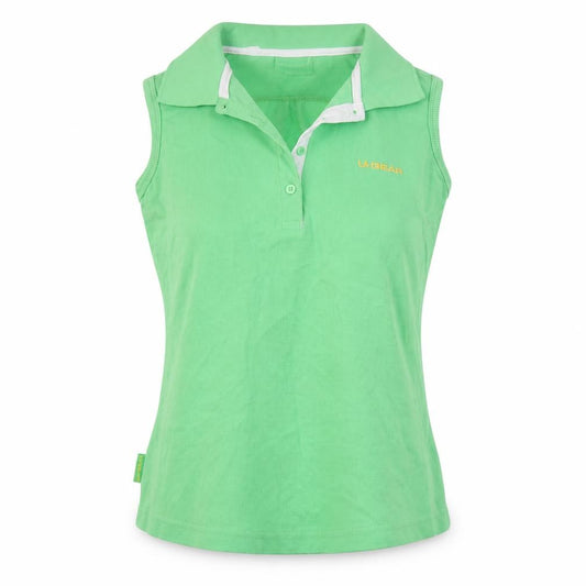 Front view of LA Gear women’s green polyester basic polo, size UK 12, collared