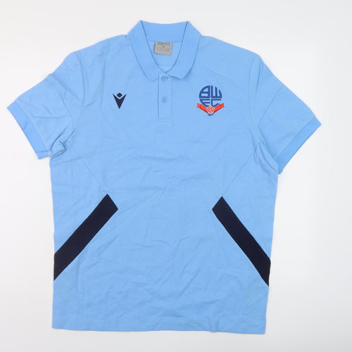 Macron Mens Blue Cotton Polo Size M Collared Button